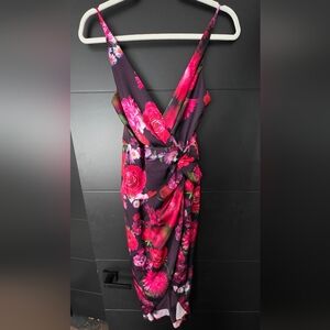 EXPRESS- Floral V-Neck Wrap Dress